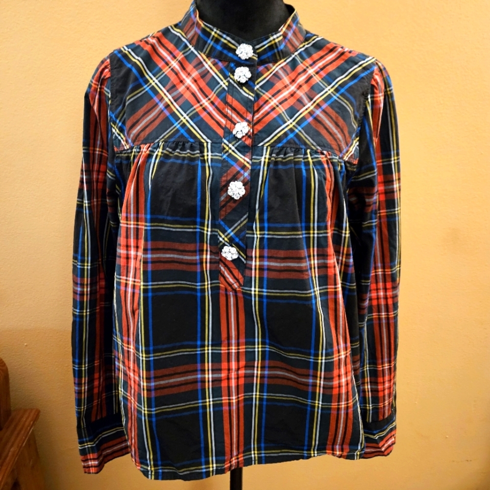 J. Crew Multicolor Plaid Organic Cotton Shirt